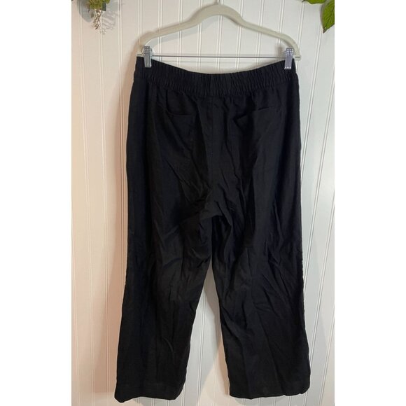 Old Navy Black High-Rise Wide-Leg Comfort Waistband Linen-Blend Pants Petite L - Picture 2 of 13